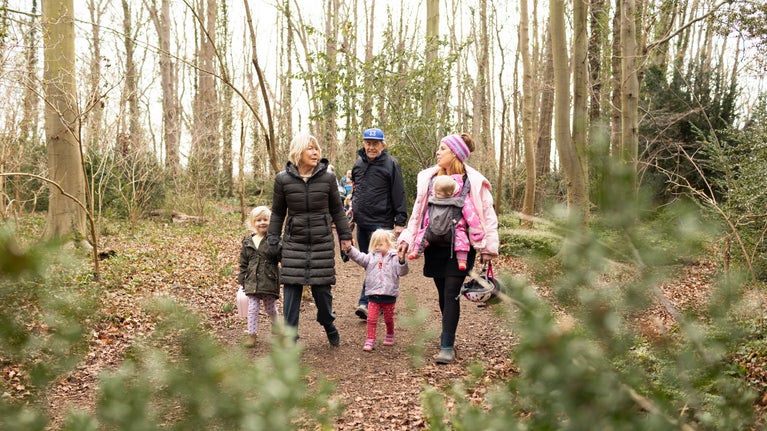 Family Enjoying Woodland Walk